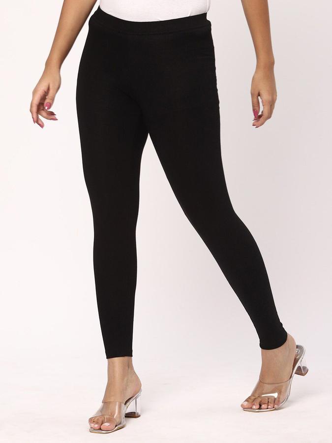 R&B Women Black Solid Leggings