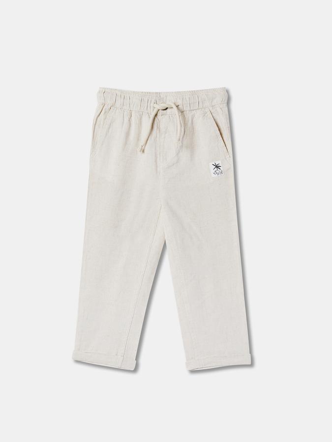 Boys Blend Straight Fit Button Waist Clean Hem Trousers