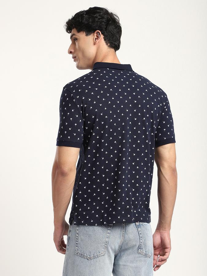 Men Cotton Slim Fit Polo Neck Graphic T-shirt