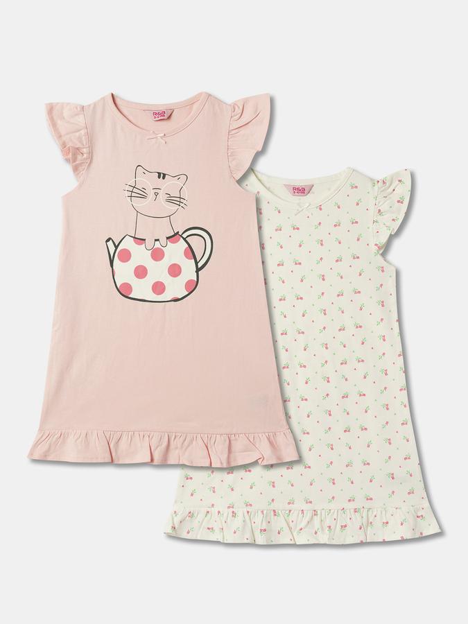 Pack of 2 Girls Graphic Print Nighshirts