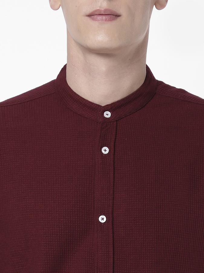 R&B Men Maroon Casual Shirts image number 3