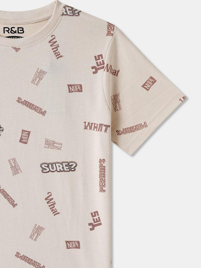 Boys Cotton Regular Fit Crew Neck Graphic T-shirt