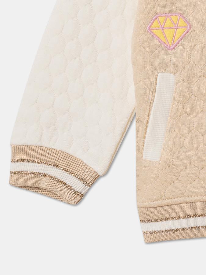 Girls Cotton Placement Print Embroidered Shacket Jacket