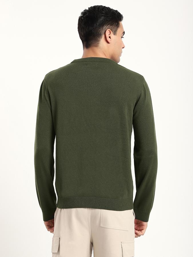 Men Cotton Blend Regular Fit Crew Neck Solid Sweater