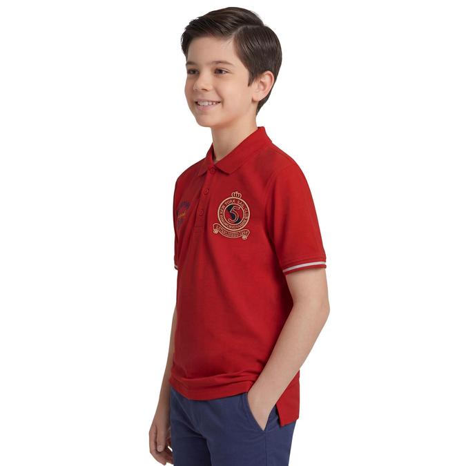 R&B Boy Red Cotton Printed Polo Collar T-Shirt