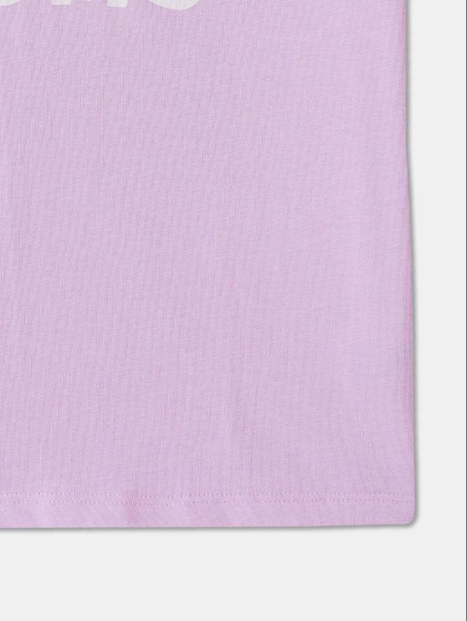 R&B Purple Cotton Round Neck Printed Girl T-Shirt