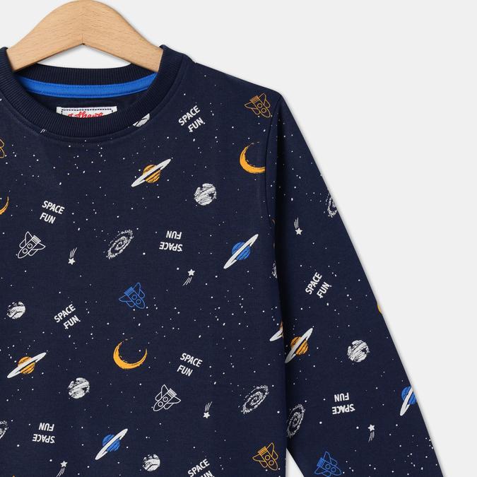 Boys Cotton Regular Fit Crew Neck Printed Sweatshirt