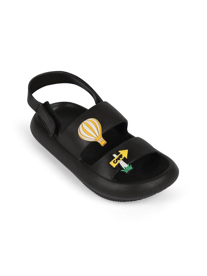 R&B Boys Brown Applique Work Sandal With Velcro Closure