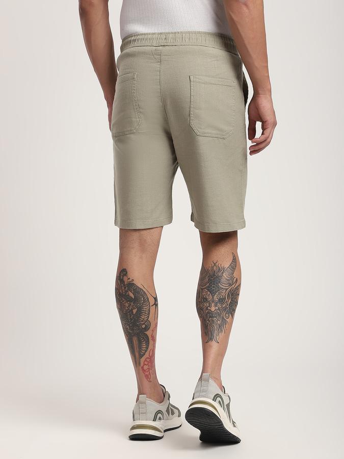 Men Cotton Blend Regular Fit Drawstring Waist Solid Shorts