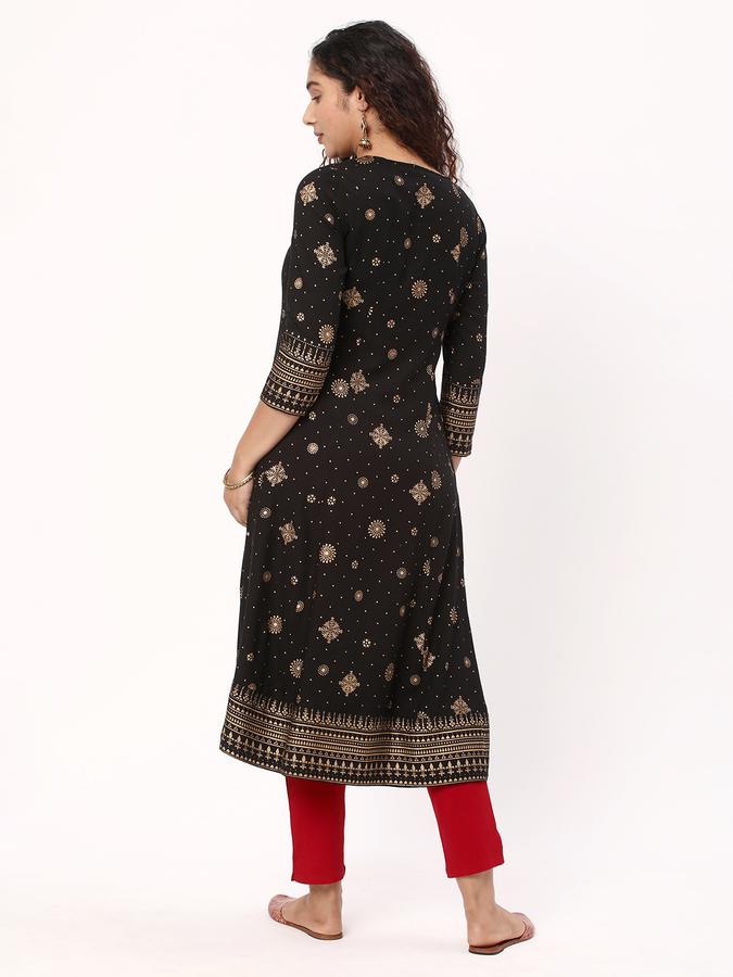 R&B Women's Printed Regular Flared Kurta 3-Q Sleeves image number 2