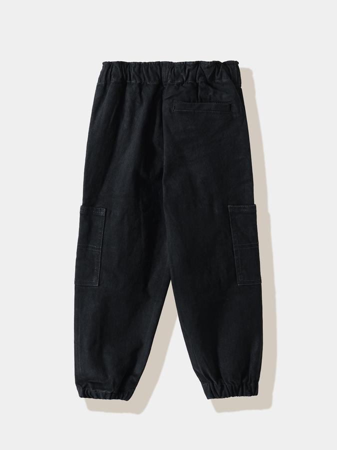 Boys Twill Tapered Fit Drawstring Waist Cuffed Hem Trousers
