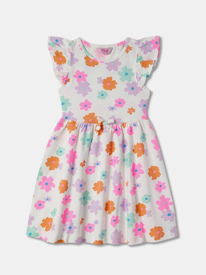 Girls Floral Print Fit & Flare Dress image number 0