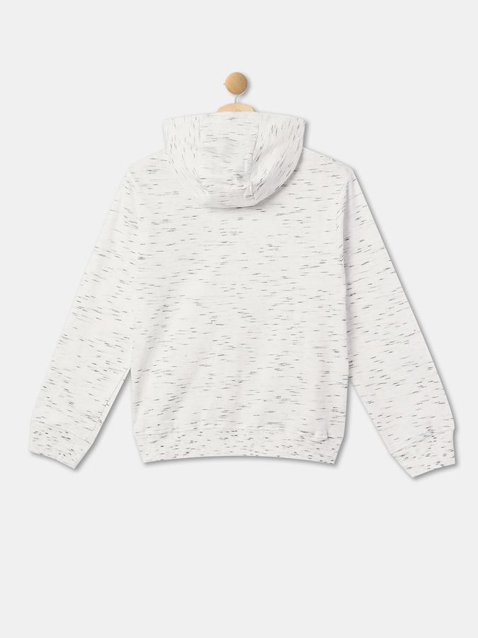 Boys Cotton Hooded Zip Front Melange Jacket