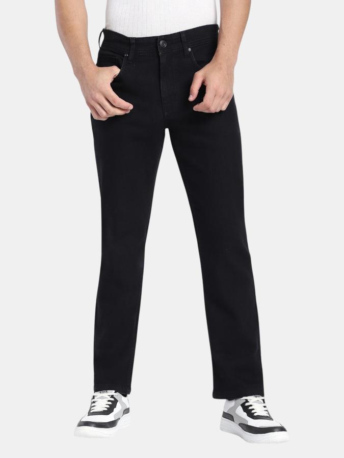 R&B Black Straight Fit Men Mid Rise Jeans