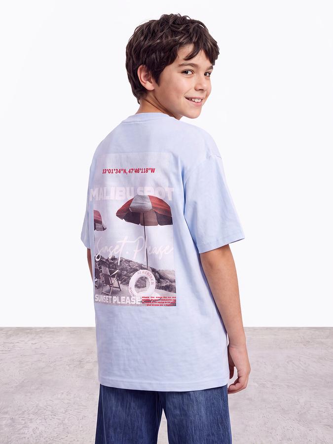 R&B Boys Blue Back Graphic Print Drop-Shoulder Sleeves Tshirt