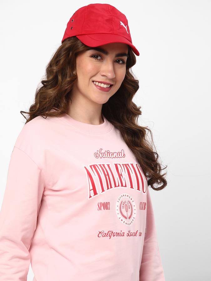 Women Typographic Print Regular Fit Crew-Neck Sweatshirt image number 0