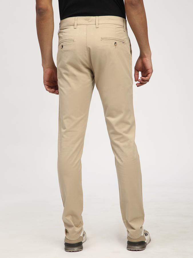 Men Cotton Skinny Fit Flat Front Solid Trousers