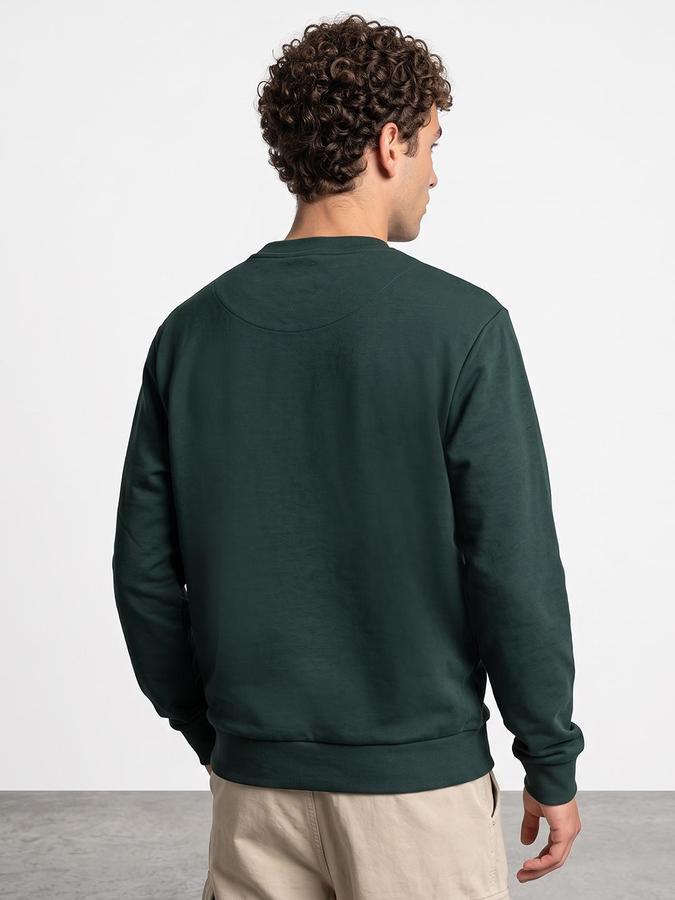 R&B Men Dark Green Typography Print Round Neck Long Sleeves Sweatshirt