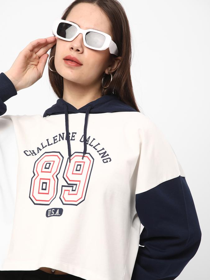 Women Regular Fit Typographic Print Hoodie image number 0