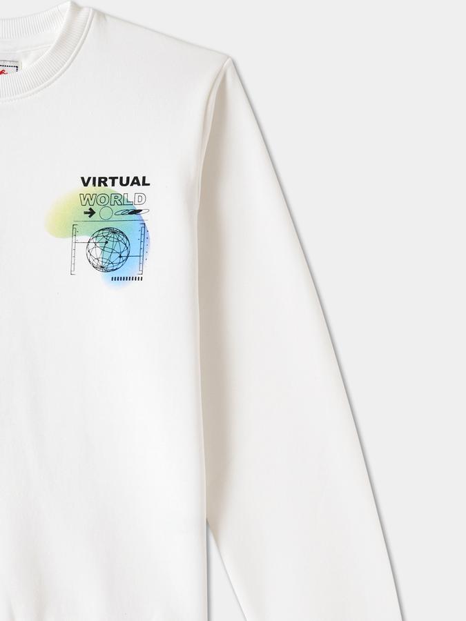 Boys Cotton Blend Relaxed Fit Crew Neck Graphic Sweatshirt