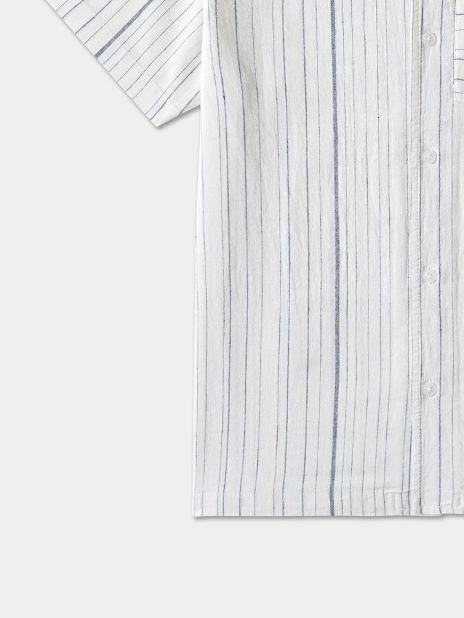 Boys Cotton Blend Regular Fit Short Sleeve Striped Shirt