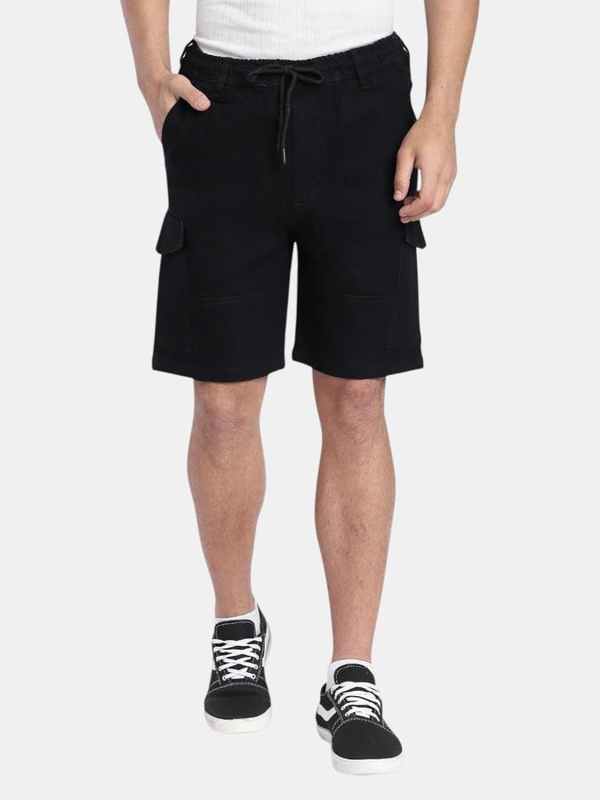 R&B Black Men Above Knee Denim Shorts