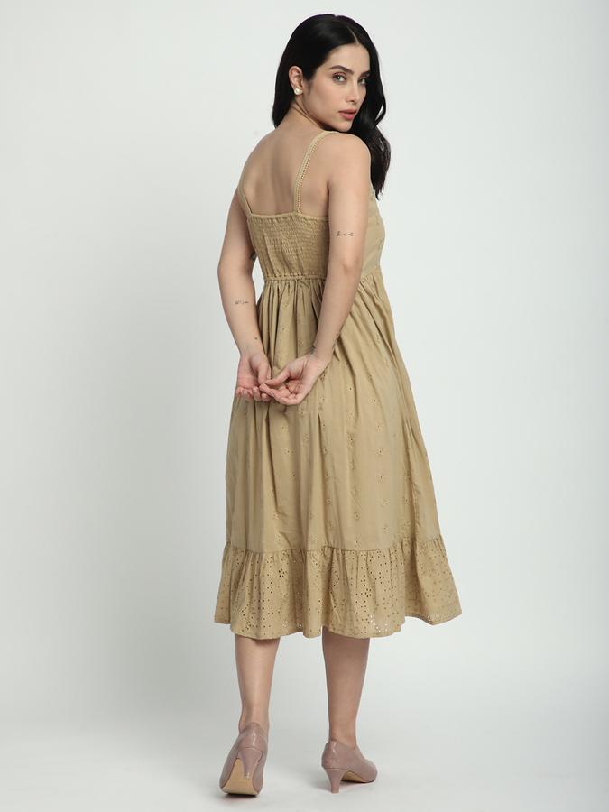 Women Cotton Embroidered Empire Waist Ethnic Dress