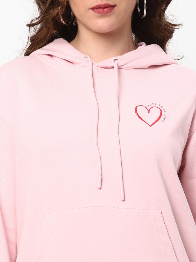 Women Cotton Regular Fit Hooded Graphic Sweatshirt