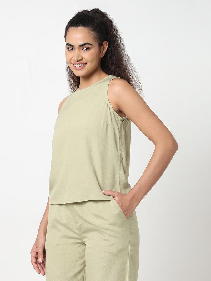 Women Viscose Blend Relaxed Fit Round Neck Solid Top
