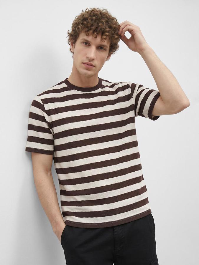 R&B Wine Men Striped Short Sleeves Tshirt