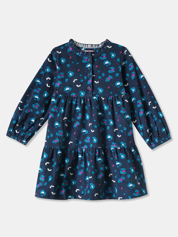 Girls Cotton Regular Fit Round Neck Printed Dress