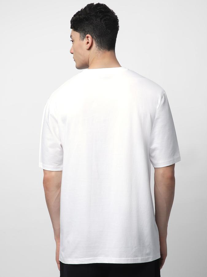 R&B Men's White Printed T-Shirt
