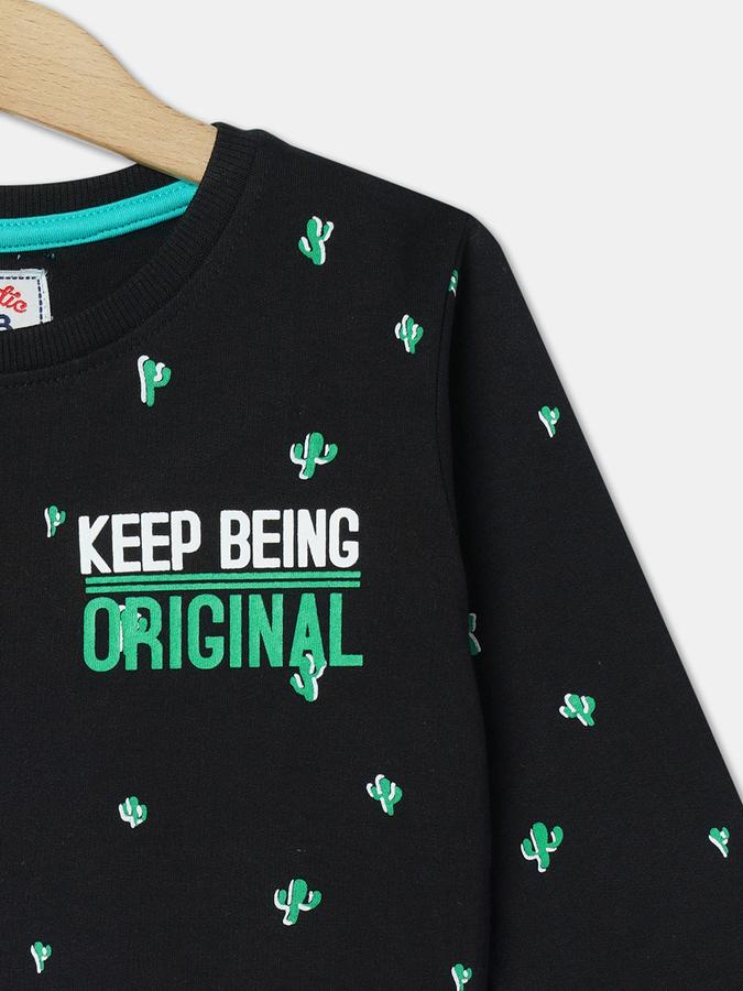 Boys Cotton Regular Fit Crew Neck Graphic Sweatshirt