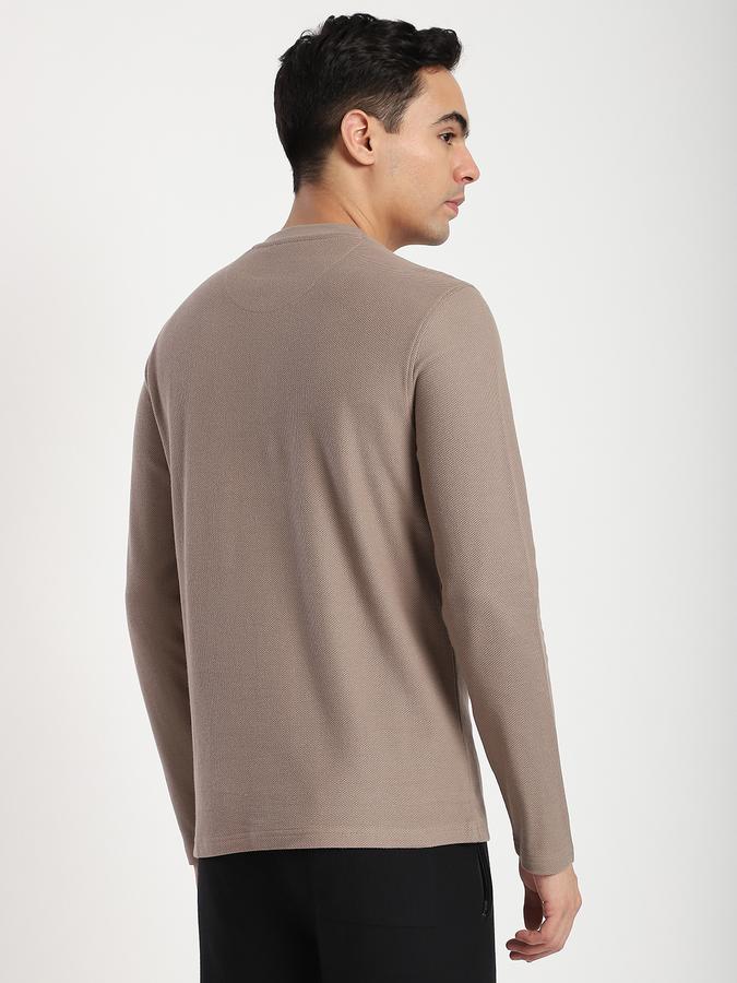 Men Cotton Regular Fit Henley Solid T-shirt