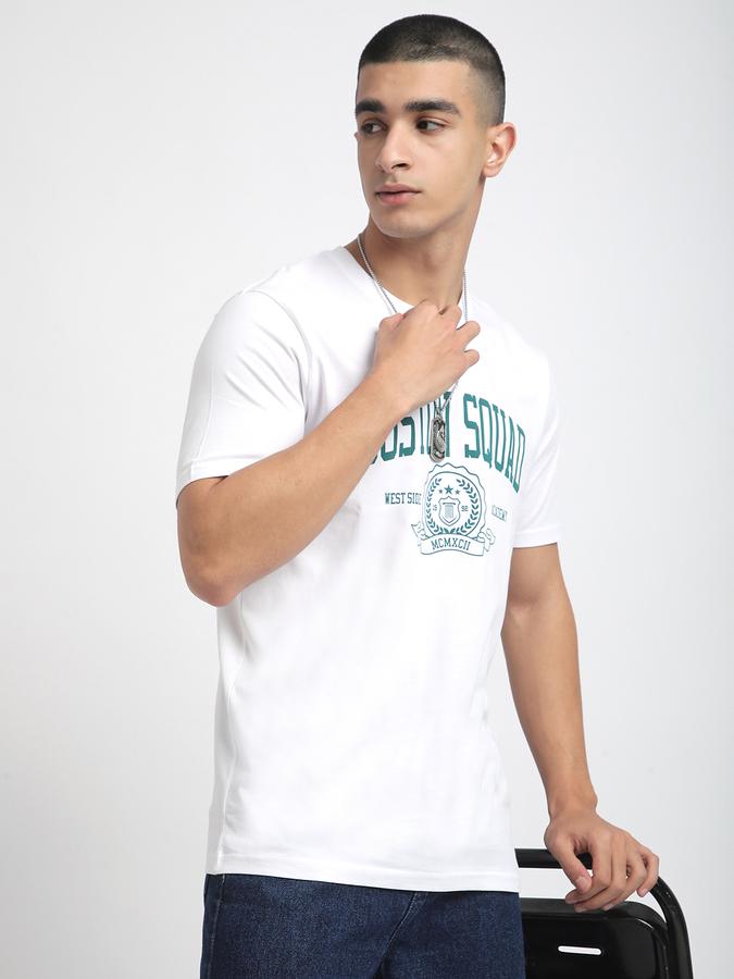 Men Cotton Regular Fit Crew Neck Typographic T-shirt