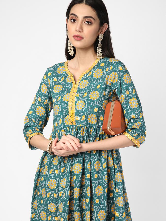 R&B Women Teal Kurtas image number 0