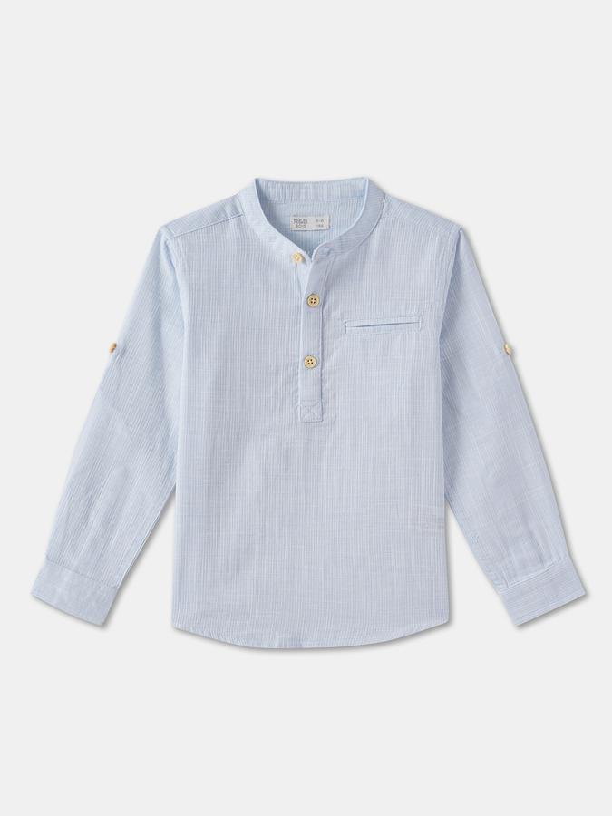 Boys Regular Fit Full Sleeve Mandarin Collar Shirt
