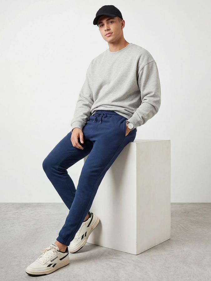R&B Men Blue Regular Fit Solid Track Pants 