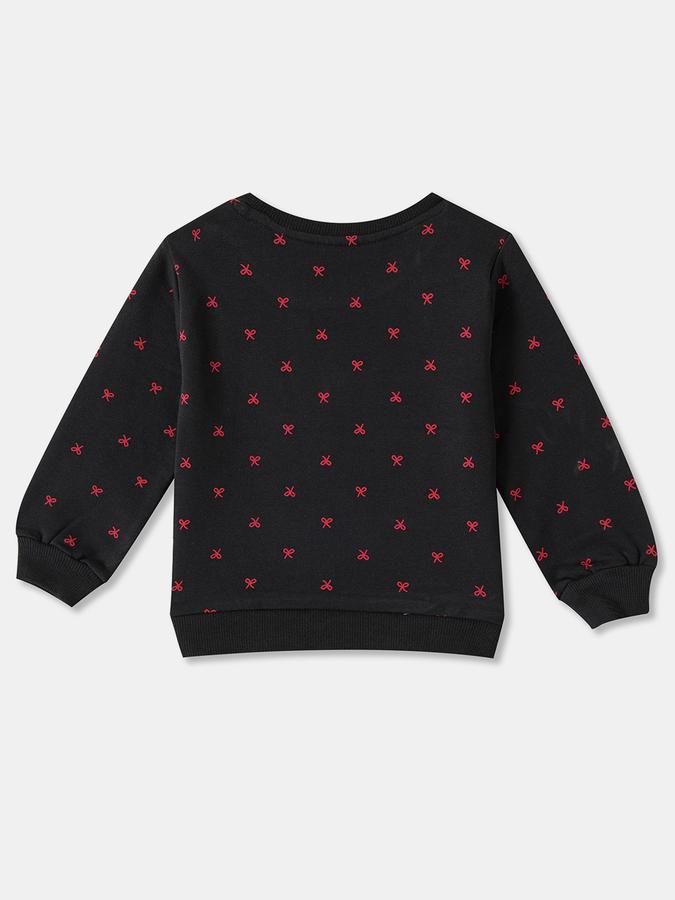 Girls Fleece Regular Fit Crew Neck Printed Sweatshirt