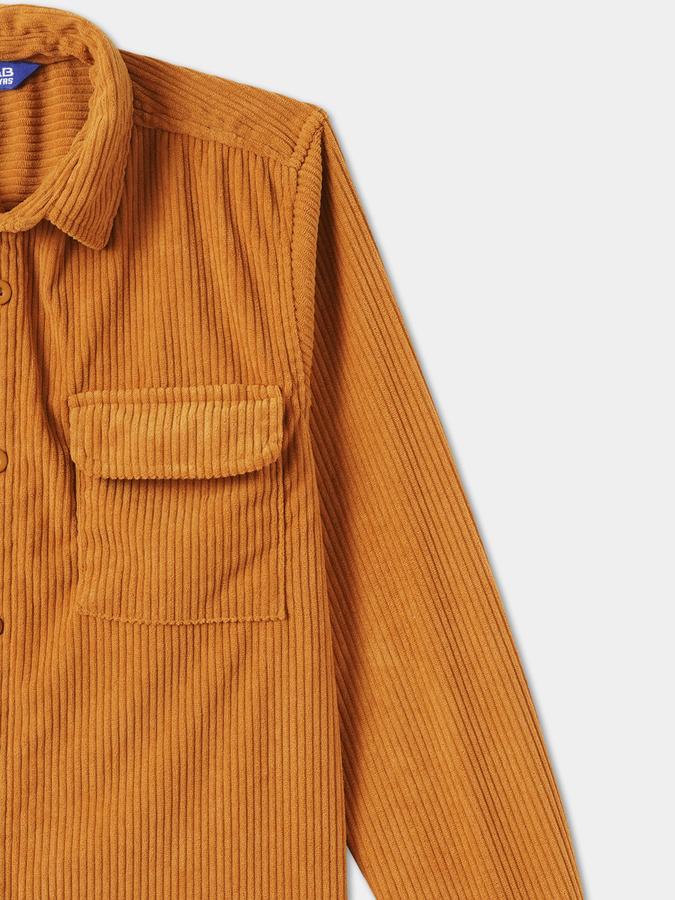 Boys Corduroy Regular Fit Full Sleeve Button-Down Collar Shirt