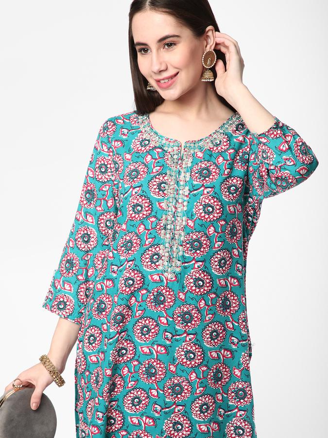 R&B Women Teal Kurtas image number 0