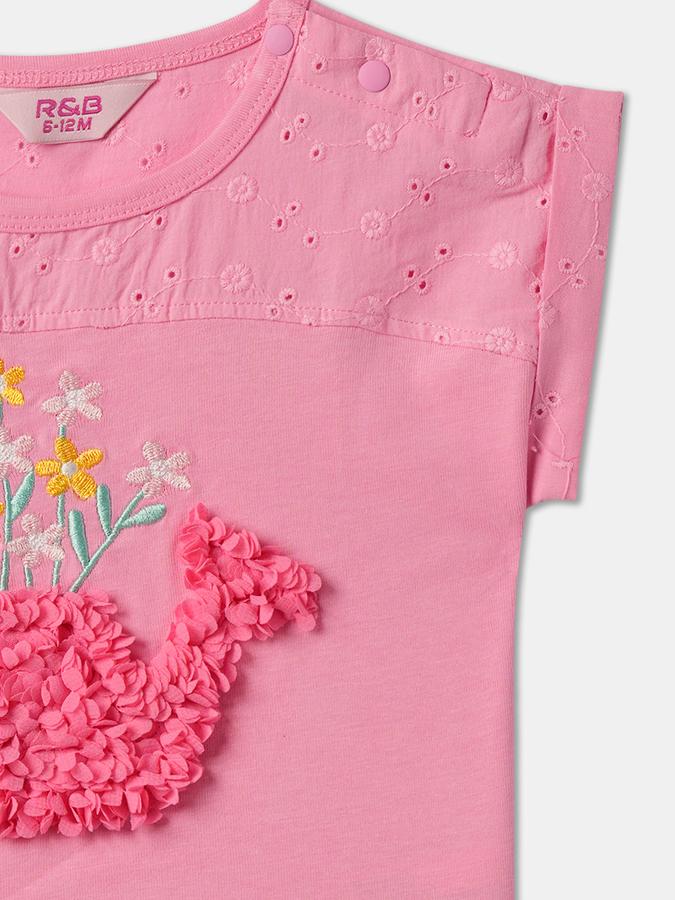 Girls Embroidered Round-Neck Top image number 2