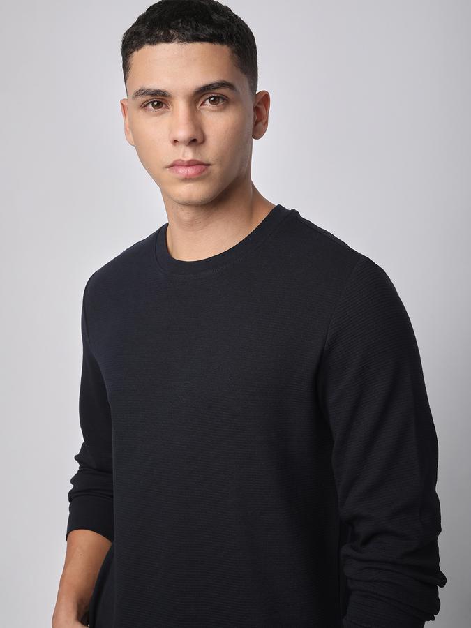 Men Cotton Relaxed Fit Crew Neck Solid Sweatshirt