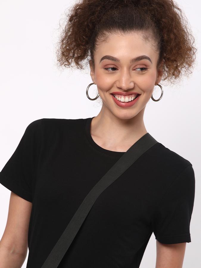 Women Cotton Regular Fit Crew Neck Solid T-shirt