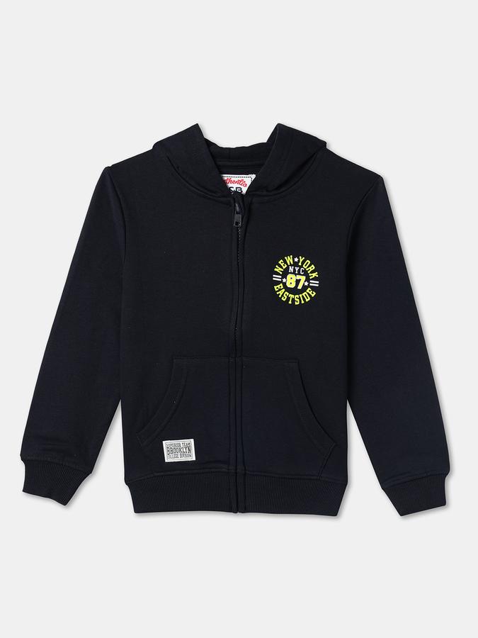 Boys Cotton Hooded Zip Up Graphic Print Jacket