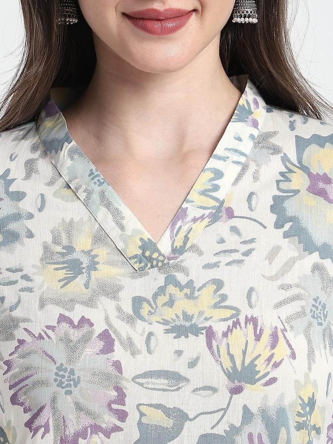 Women Viscose Regular Fit V Neck Printed Kurta