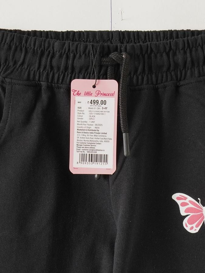 Girls Cotton Regular Fit Drawstring Waist Cuffed Hem Joggers
