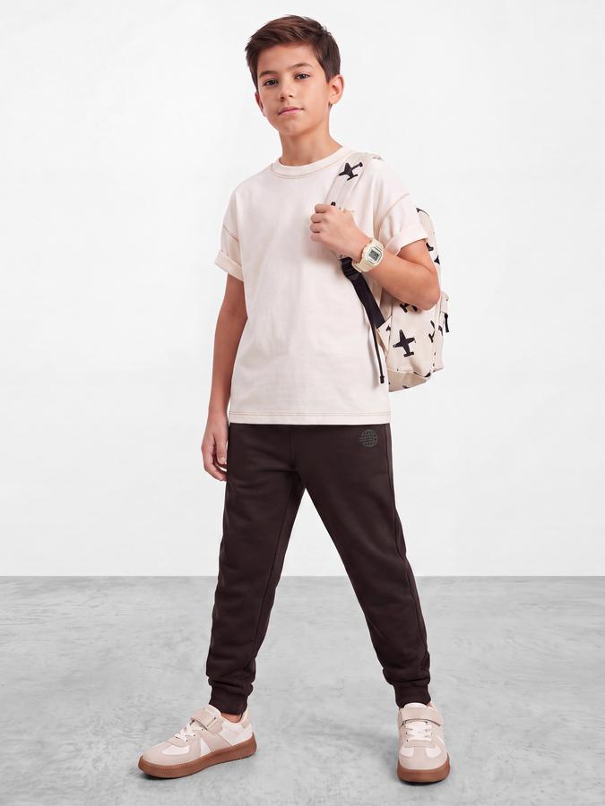 R&B Boys Brown Graphic Print Elasticated waist Jogger Pant 