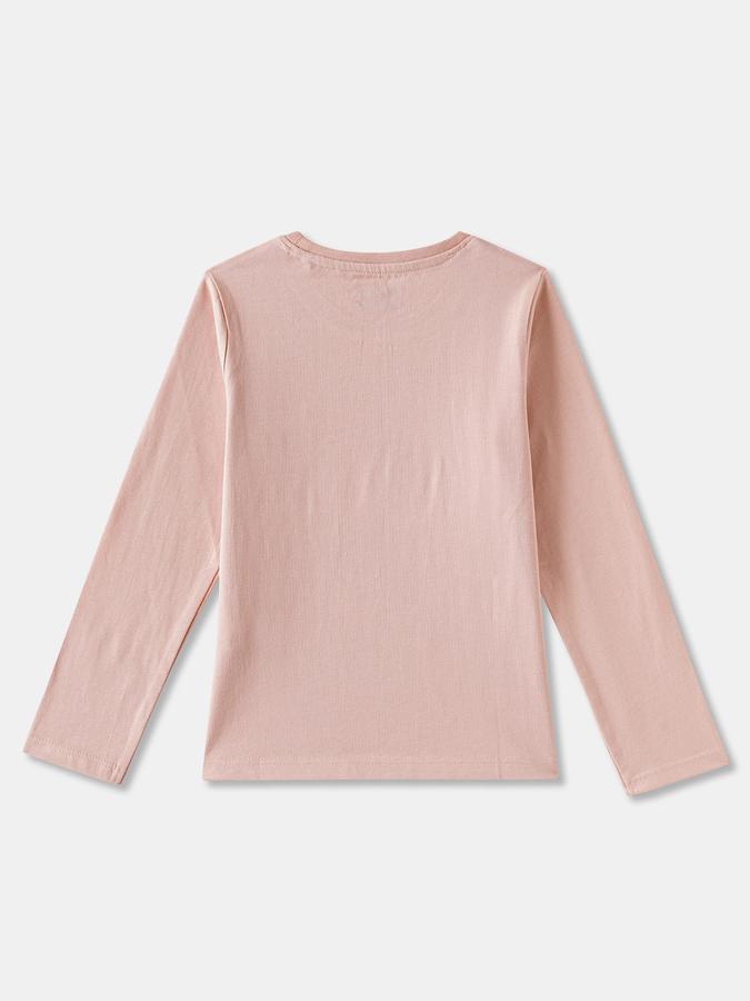 Girls Cotton Regular Fit Crew Neck Graphic T-shirt