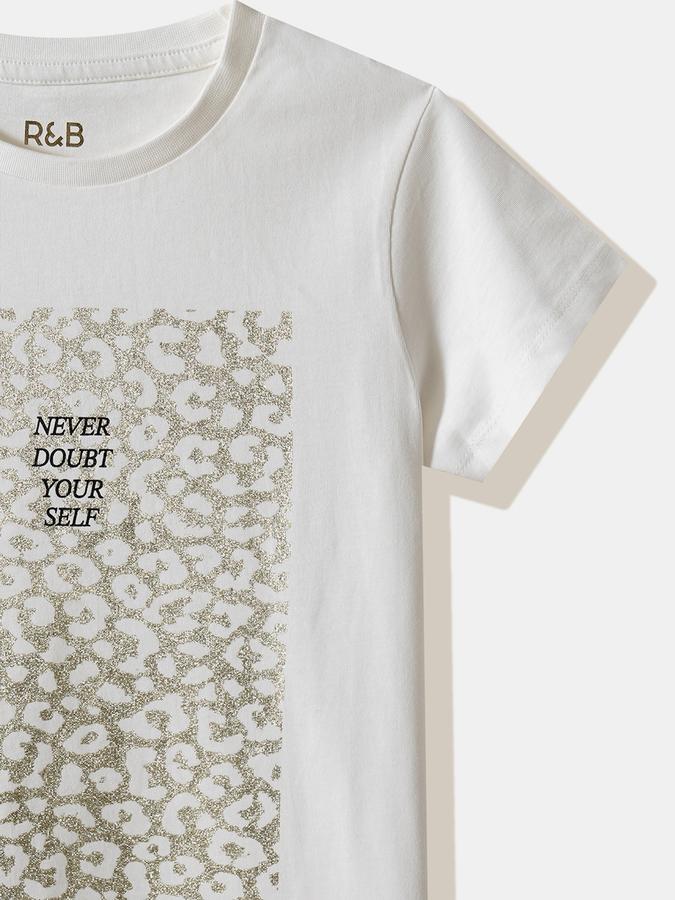 Girls Cotton Regular Fit Crew Neck Graphic T-shirt